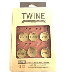 Twine Wine Charms gold Farmhouse Rustic